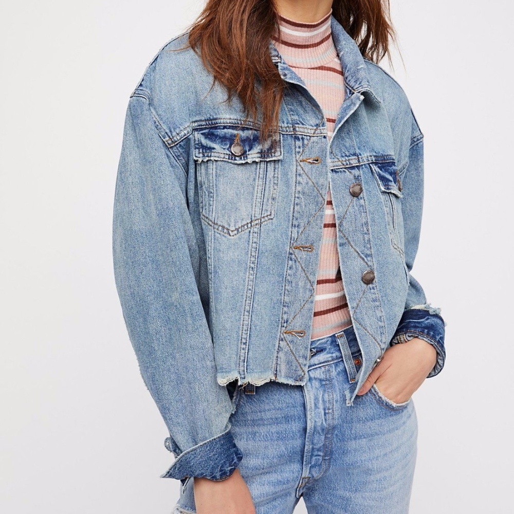 Free People Raw Hem Denim Jacket
